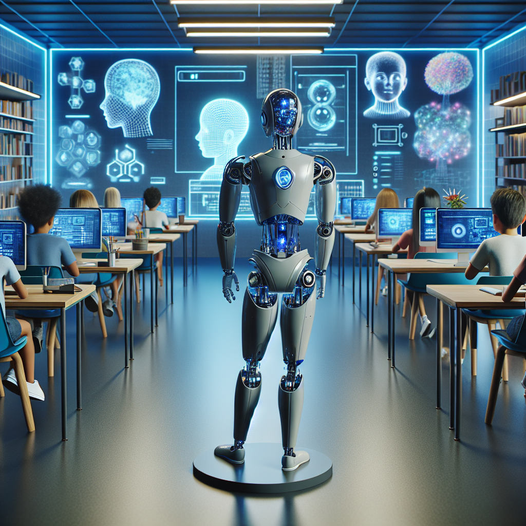 The Transformative Impact Of Artificial Intelligence In Modern Education 279 A futuristic classroom with ai powered interactive learning tools