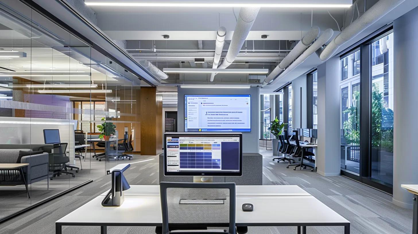 Unlock High-Quality Leads For Your Marketing Agency In 2025 5 A modern office workspace features an eye-catching website displayed on a sleek computer screen, showcasing an intuitive layout with vibrant calls-to-action and user-friendly lead capture forms, illuminated by focused overhead lighting that emphasizes the importance of digital optimization for lead generation.