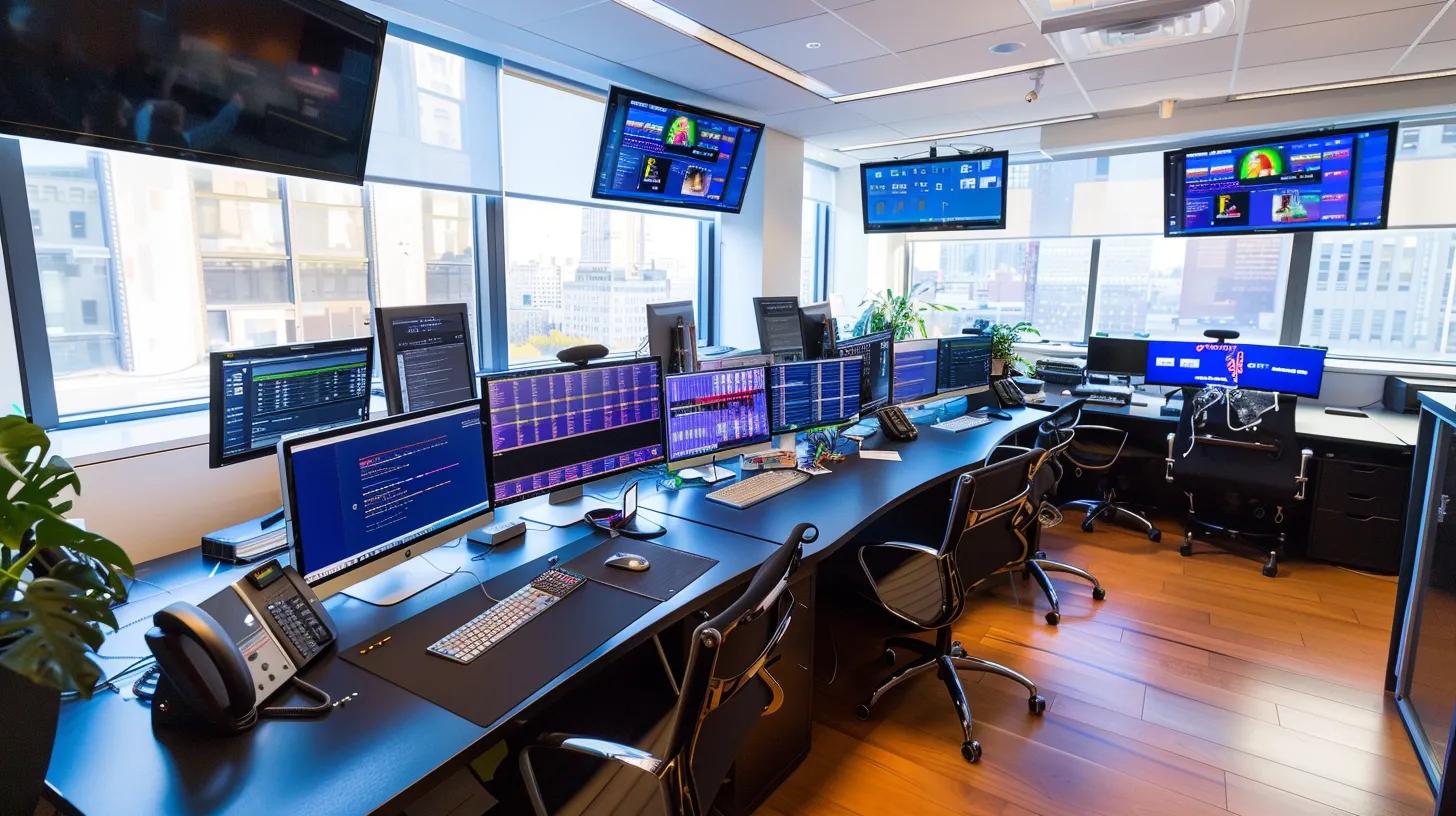 Unlock High-Quality Leads For Your Marketing Agency In 2025 2 A professional workspace featuring an array of vibrant infographics, engaging blog layouts, and videos displayed on sleek monitors, illustrating the impactful strategies of content marketing to attract quality leads.