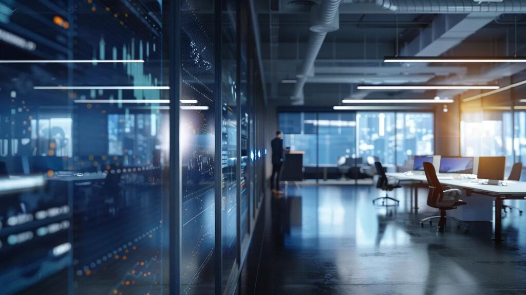Ai Crm Vs. Traditional Crm: Choose Wisely, Small Biz Owners! 97 A sleek, modern office adorned with digital displays showcasing a dynamic comparison of ai crm and traditional crm systems, highlighting their key differences amidst a backdrop of engaged small business professionals discussing strategies.