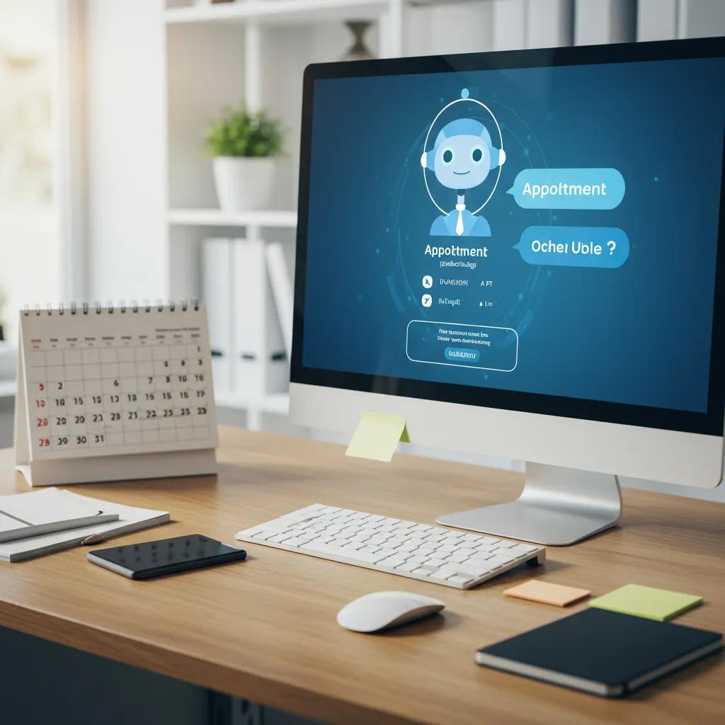 How Ai Chatbots Simplify Appointment Management 7 Ai chatbot interface streamlining appointment scheduling in a sleek, modern office setting